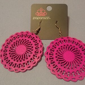 Paparazzi Vibrant Pink Lace Earrings